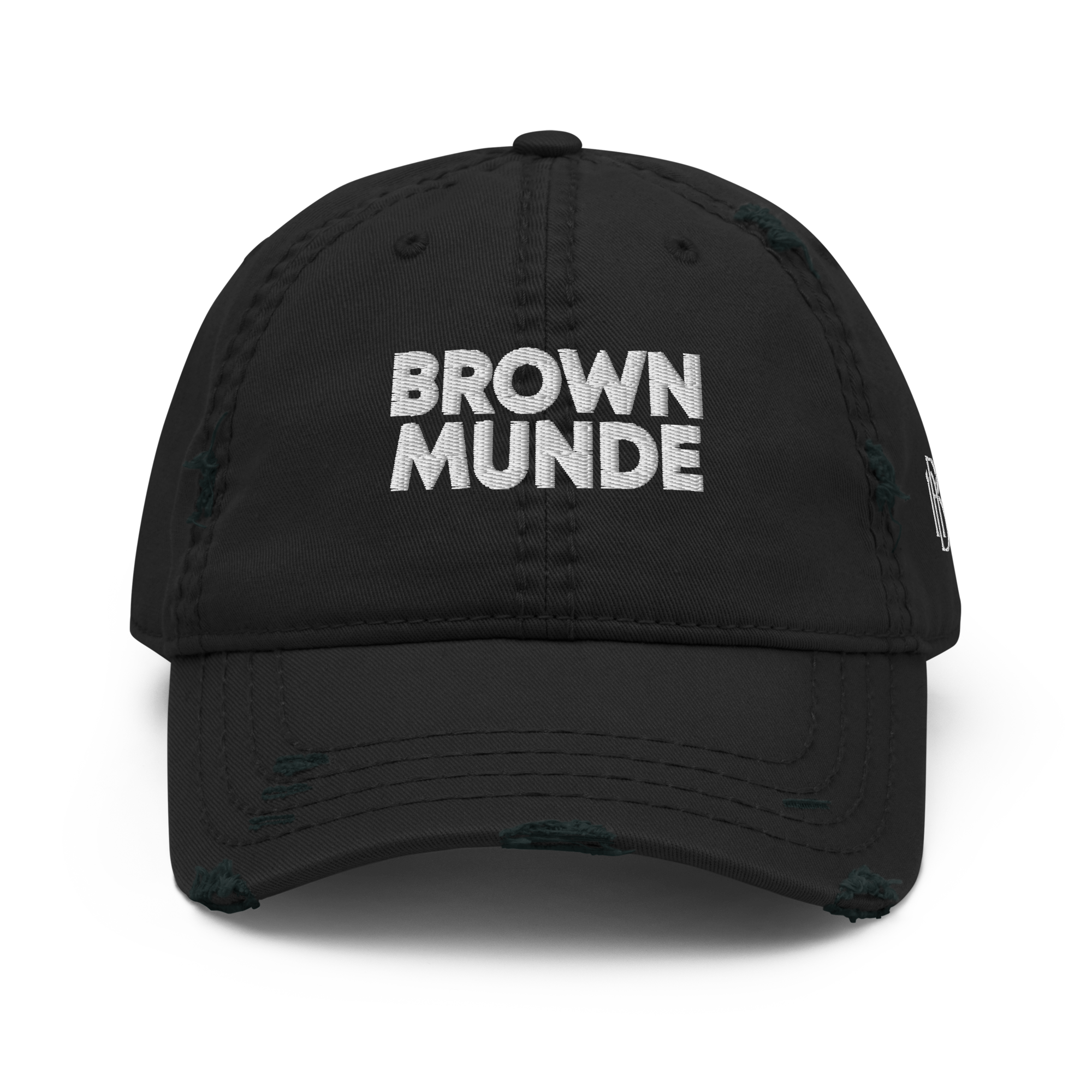 Brown Munde Ripped Cap - Black