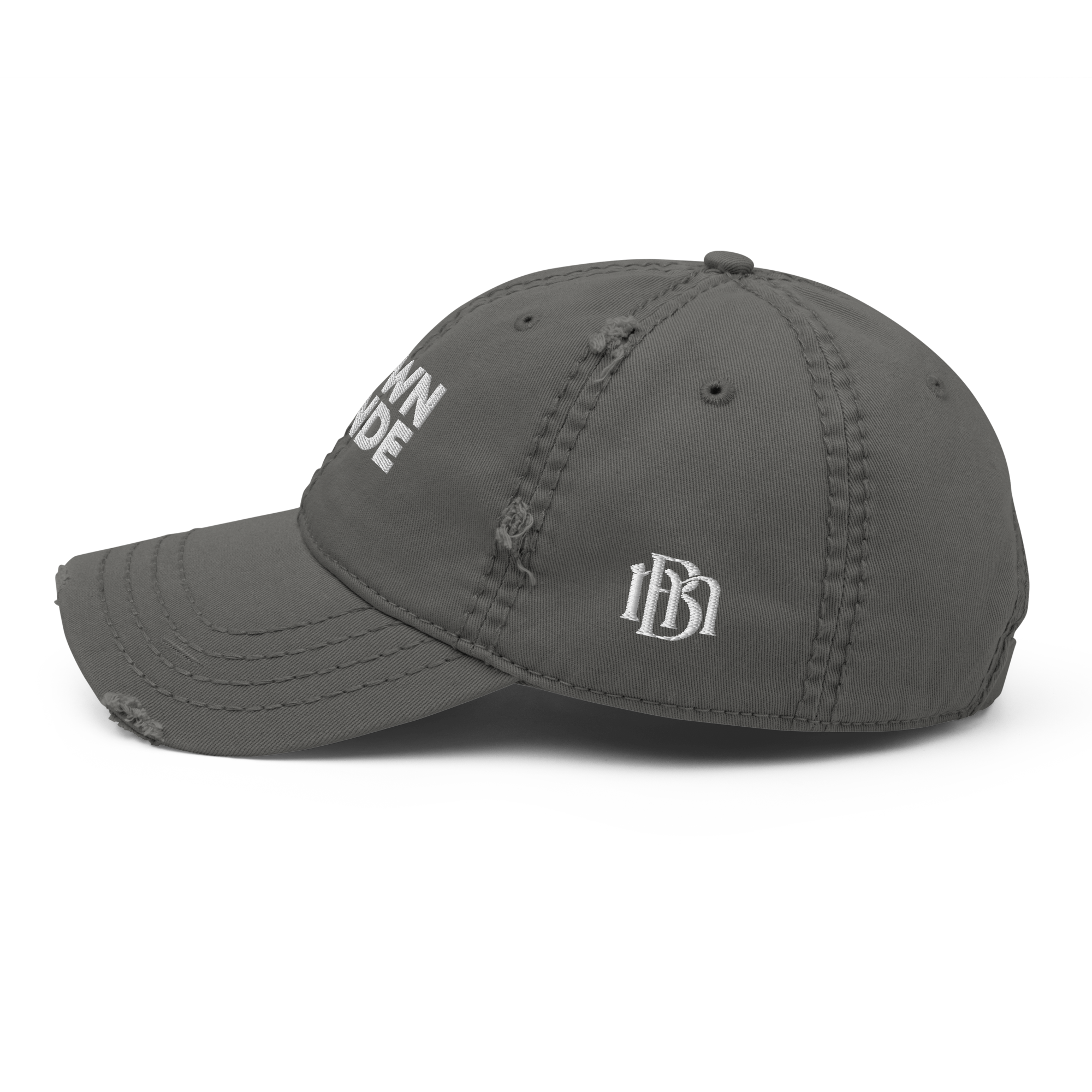 Brown Munde Ripped Cap Side - Charcoal Grey